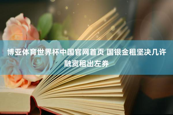 博亚体育世界杯中国官网首页 国银金租坚决几许融资租出左券