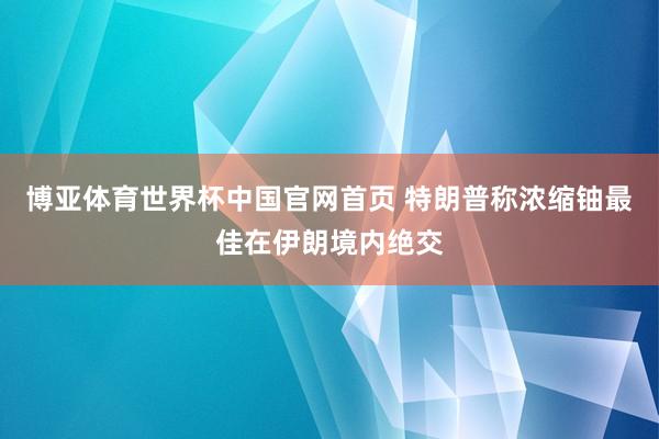 博亚体育世界杯中国官网首页 特朗普称浓缩铀最佳在伊朗境内绝交