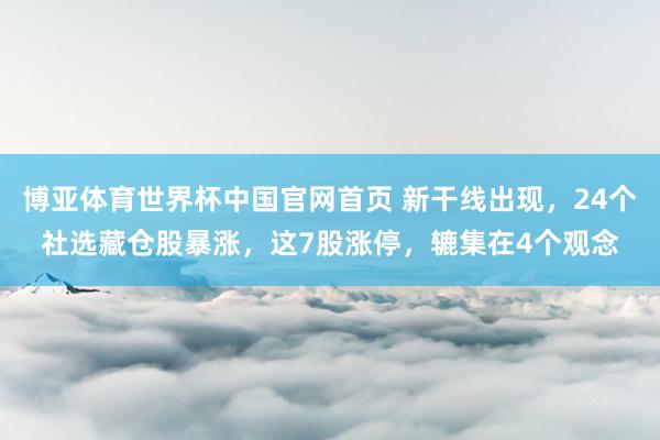 博亚体育世界杯中国官网首页 新干线出现，24个社选藏仓股暴涨，这7股涨停，辘集在4个观念