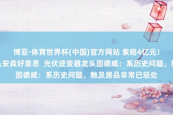 博亚·体育世界杯(中国)官方网站 索赔4亿元！告状海外半导体巨头安森好意思  光伏逆变器龙头固德威：系历史问题，触及居品非常已惩处