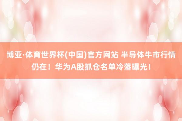 博亚·体育世界杯(中国)官方网站 半导体牛市行情仍在！华为A股抓仓名单冷落曝光！