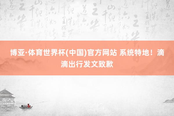 博亚·体育世界杯(中国)官方网站 系统特地！滴滴出行发文致歉