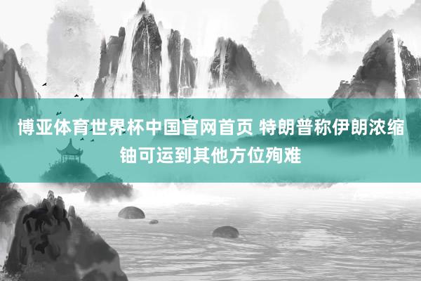 博亚体育世界杯中国官网首页 特朗普称伊朗浓缩铀可运到其他方位殉难