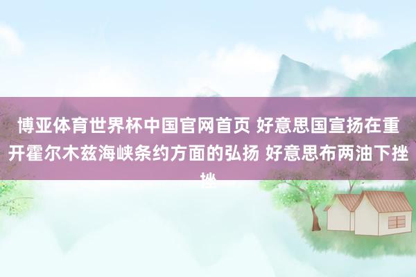 博亚体育世界杯中国官网首页 好意思国宣扬在重开霍尔木兹海峡条约方面的弘扬 好意思布两油下挫