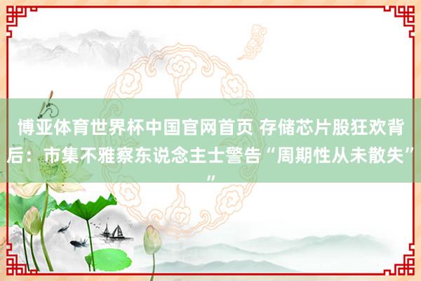 博亚体育世界杯中国官网首页 存储芯片股狂欢背后：市集不雅察东说念主士警告“周期性从未散失”