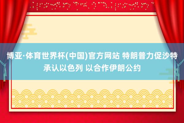 博亚·体育世界杯(中国)官方网站 特朗普力促沙特承认以色列 以合作伊朗公约