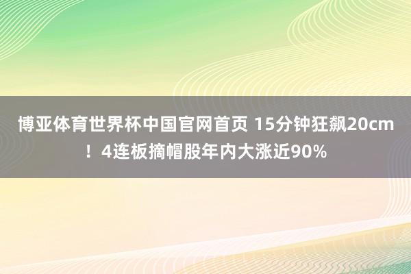 博亚体育世界杯中国官网首页 15分钟狂飙20cm！4连板摘帽股年内大涨近90%
