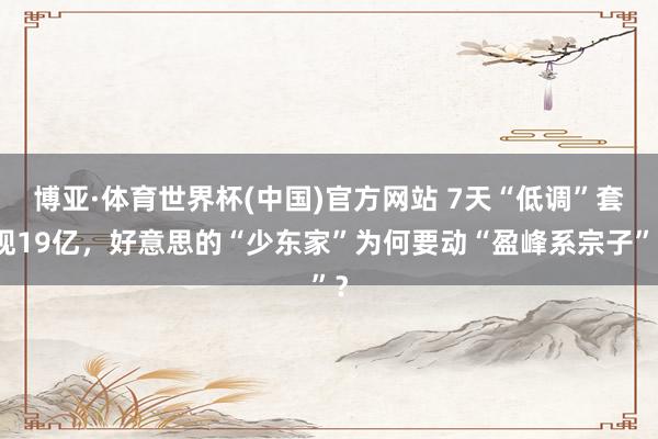 博亚·体育世界杯(中国)官方网站 7天“低调”套现19亿，好意思的“少东家”为何要动“盈峰系宗子”？