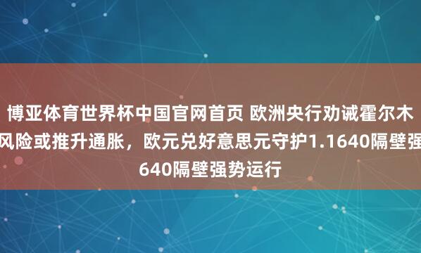 博亚体育世界杯中国官网首页 欧洲央行劝诫霍尔木兹海峡风险或推升通胀，欧元兑好意思元守护1.1640隔壁强势运行