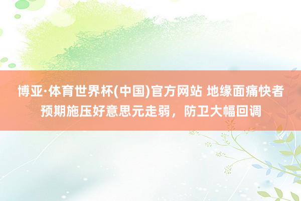 博亚·体育世界杯(中国)官方网站 地缘面痛快者预期施压好意思元走弱，防卫大幅回调