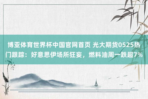 博亚体育世界杯中国官网首页 光大期货0525热门跟踪：好意思伊场所狂妄，燃料油周一跌超7%