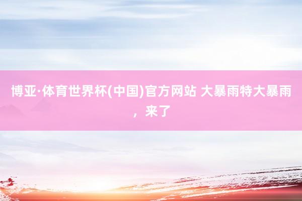 博亚·体育世界杯(中国)官方网站 大暴雨特大暴雨，来了