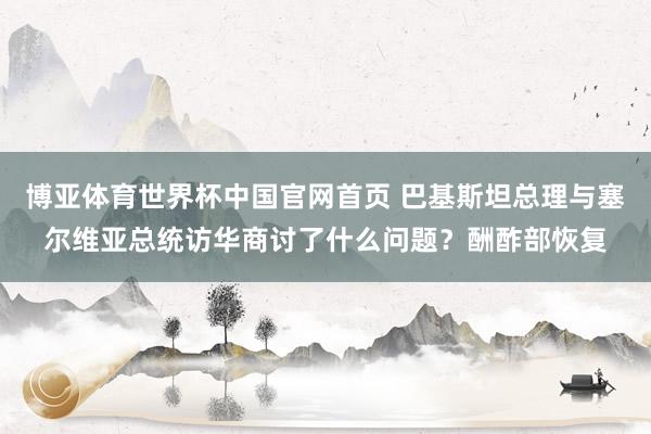 博亚体育世界杯中国官网首页 巴基斯坦总理与塞尔维亚总统访华商讨了什么问题？酬酢部恢复