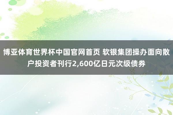 博亚体育世界杯中国官网首页 软银集团操办面向散户投资者刊行2,600亿日元次级债券