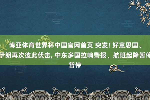 博亚体育世界杯中国官网首页 突发! 好意思国、伊朗再次彼此伏击, 中东多国拉响警报、航班起降暂停