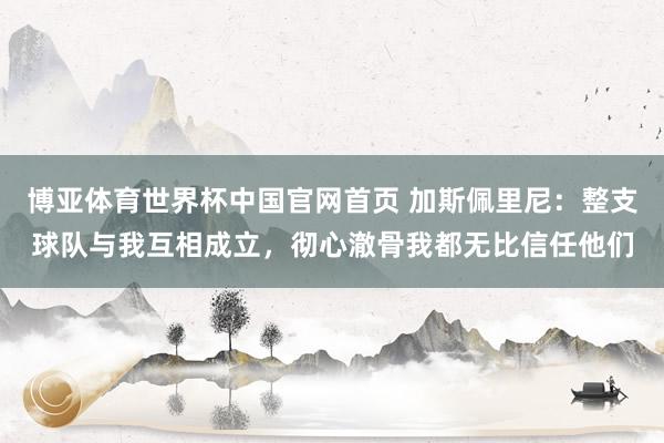 博亚体育世界杯中国官网首页 加斯佩里尼：整支球队与我互相成立，彻心澈骨我都无比信任他们