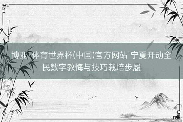 博亚·体育世界杯(中国)官方网站 宁夏开动全民数字教悔与技巧栽培步履