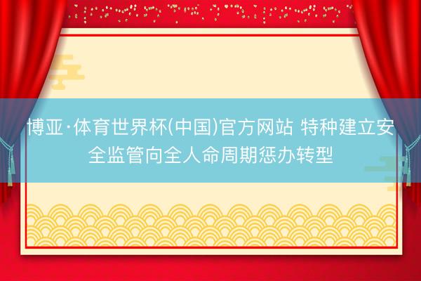 博亚·体育世界杯(中国)官方网站 特种建立安全监管向全人命周期惩办转型