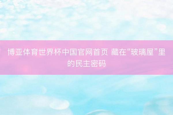 博亚体育世界杯中国官网首页 藏在“玻璃屋”里的民主密码